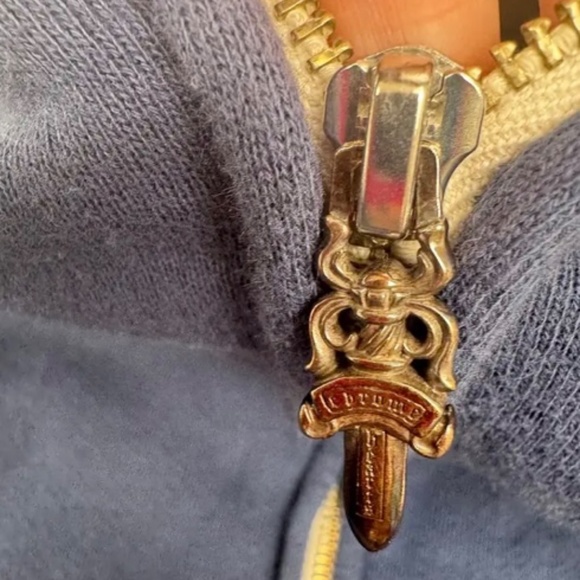 Men's Chrome Hearts Blue Embroidered Zip Front Hoodie Size XXL - Picture 9 of 14